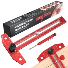 Preciva 13” Carpenter Square Ruler 1/16" Scale - Foldable Aluminum Alloy T Sq...