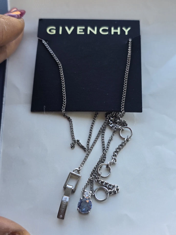 Collar Givenchy Cristal Plata Azul Nuevo Mujer Foto 4 de 4