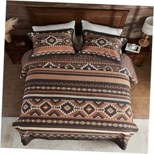 Quilt Set Queen Size, 100 Cotton, Queen Comforter Queen 90"x98" Brown/Black