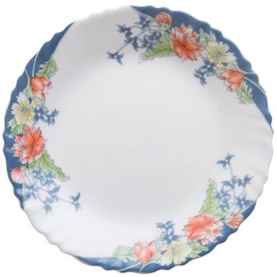 Hartglas Teller Speiseteller Blumenmotiv Teller 25 CM (1 Stk.)
