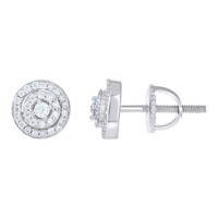 Sterlingsilber Moissanit 8Mm Solitaire Doppel Halo Kreis Ohrstecker 2/5 Karat