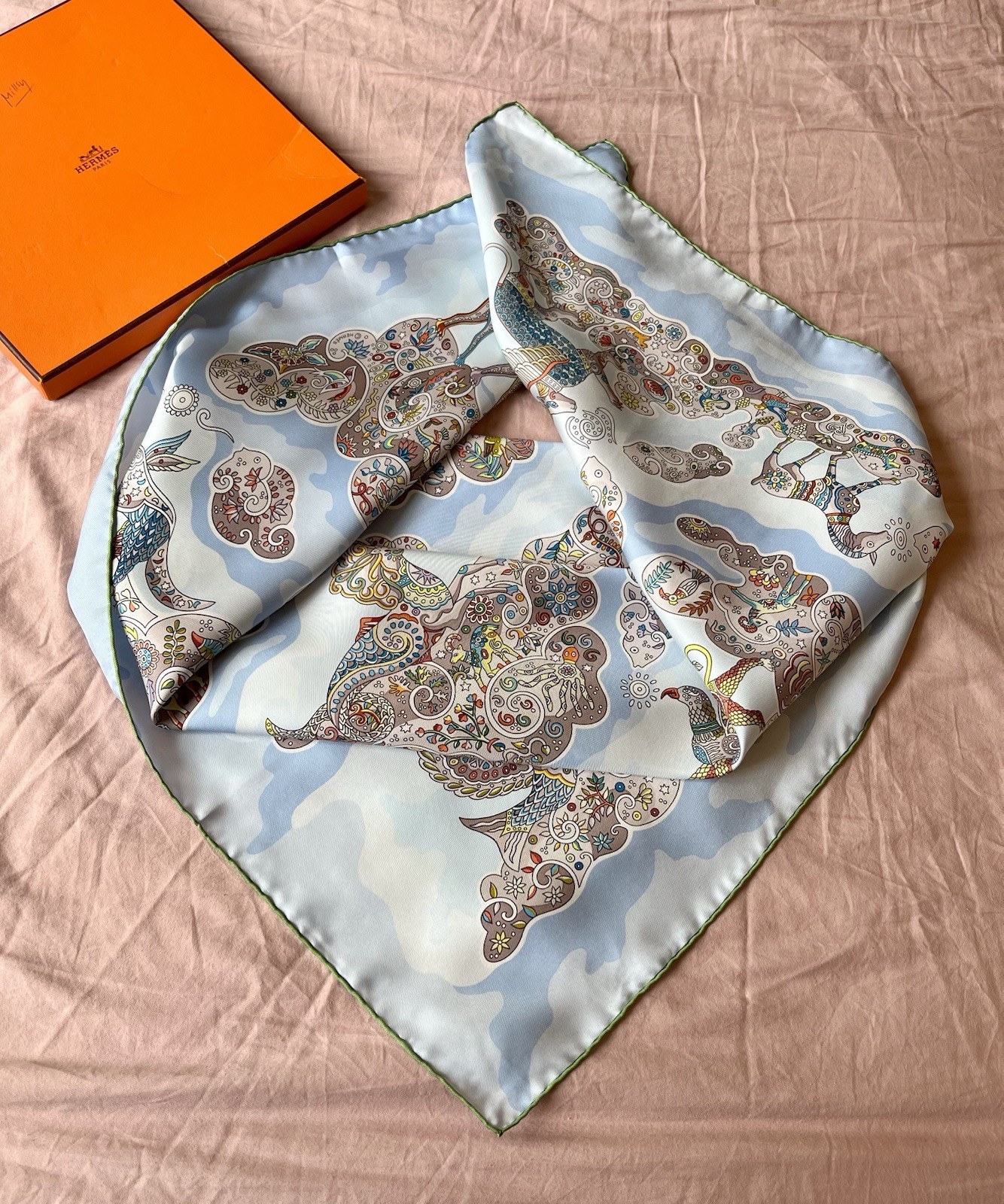 Hermes Nuees Imaginaires Silk Scarf Henry Christ 90 Cm Great Condition Boxed