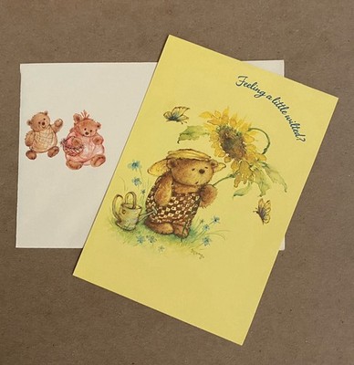 Mary Hamilton Mary s Bears Get Well Sunflower Hallmark Card w/Bear Envelope