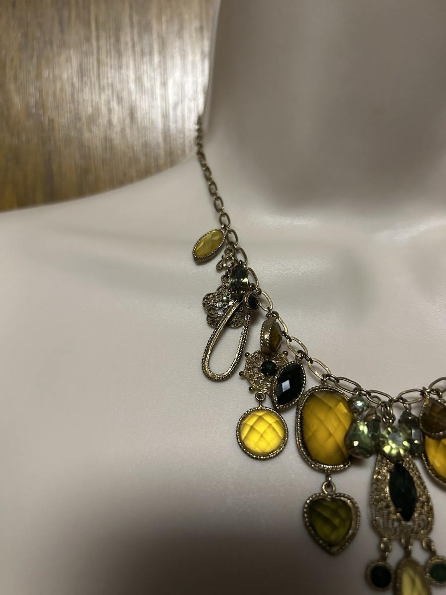 *READ* Cookie Lee VTG  Y Drop Charm Necklace BOHO Lemon Lime DIY Project B26 View 2