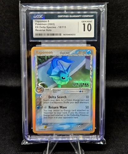 Vaporeon Delta Species #18 Reverse Holo CGC 10 Gem Mint - Pop 14 None Higher