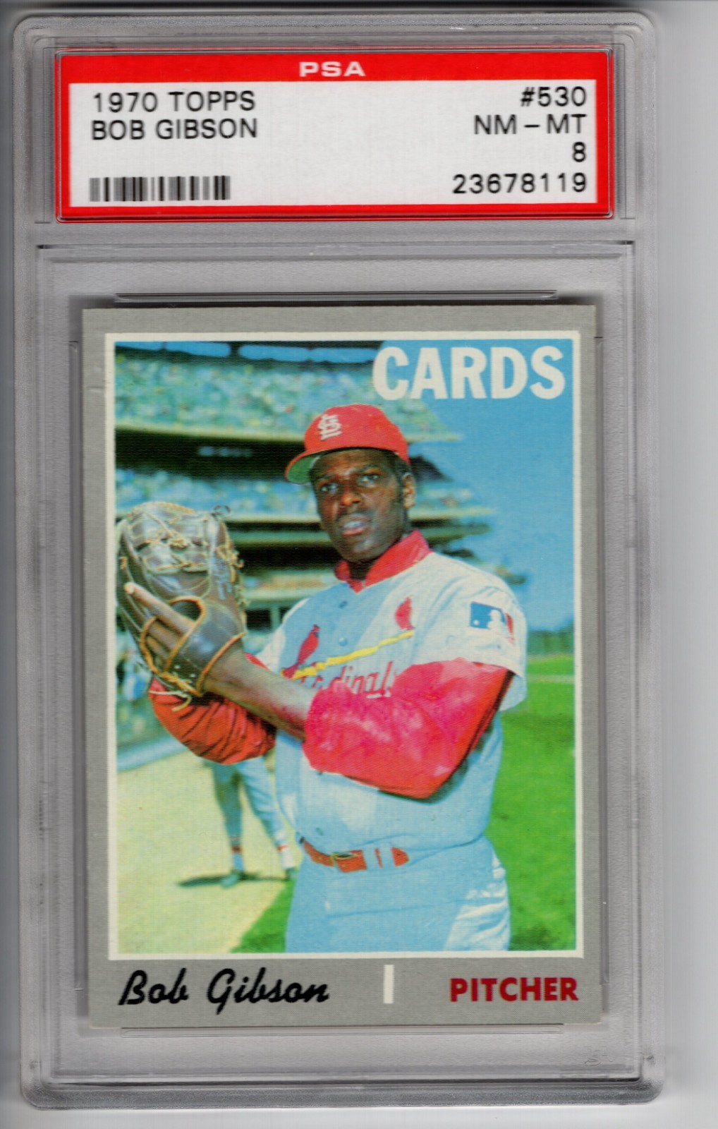 1970 Topps #530 Bob Gibson St. Louis Cardinals HOF PSA 8 NM-MT MLB Vintage