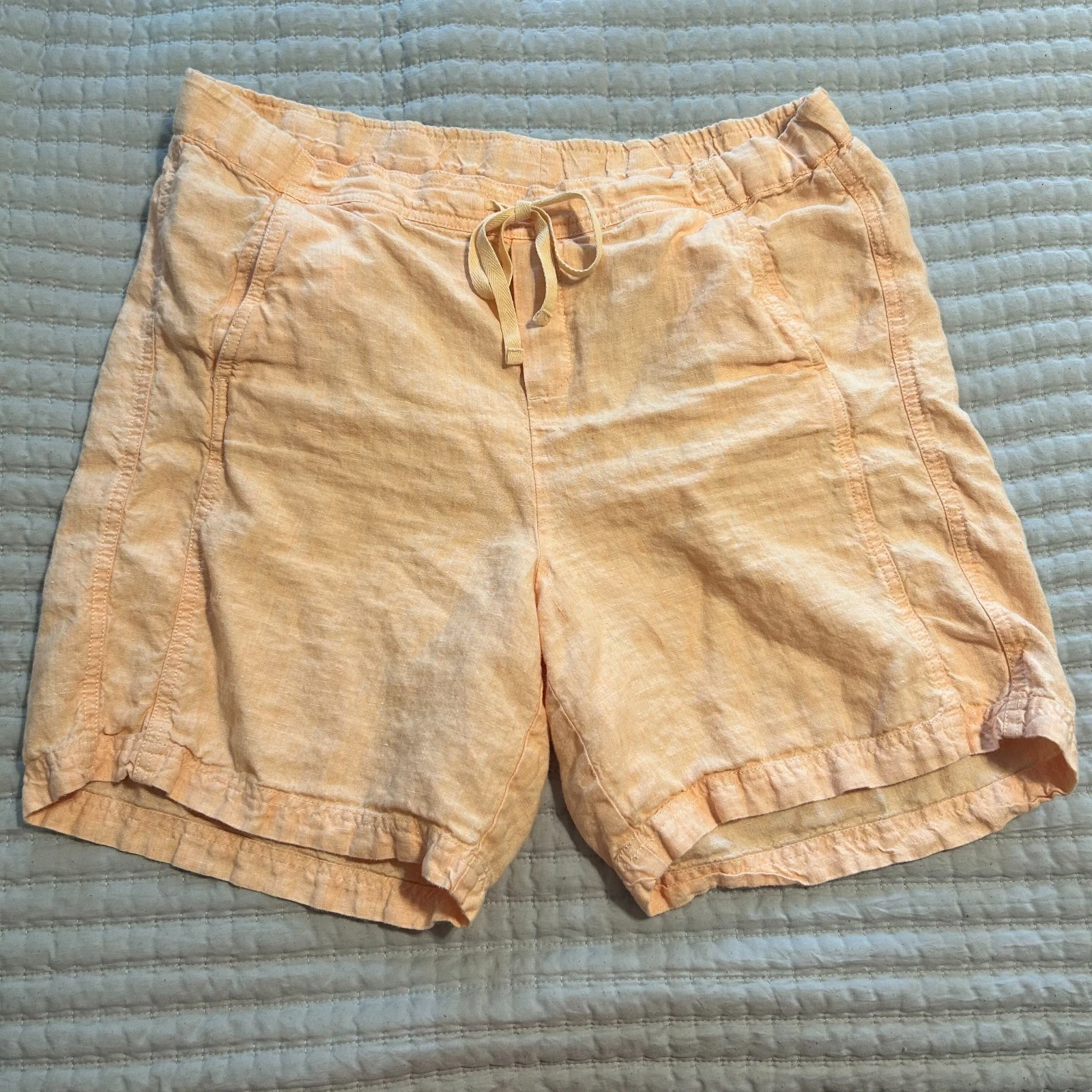 J. Jill Love Linen Drawstring Shorts Peach Orange Summer Casual Resort Boho 4