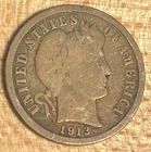 1913 - Barber Liberty Dime 10c - Silver - from collection