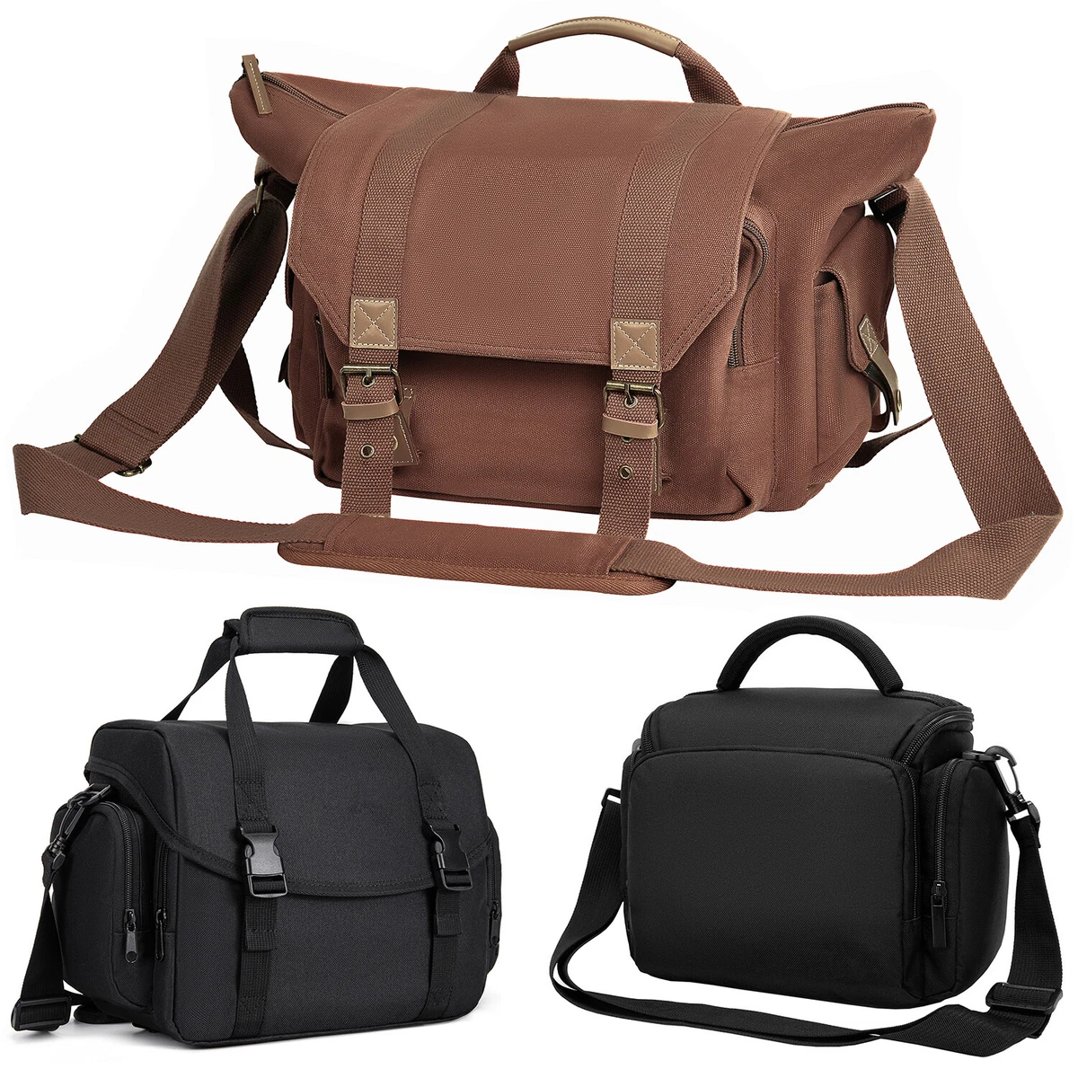 Men DSLR Camera Bag 3 Styles Option Black SLR Shoulder For Nikon | eBay