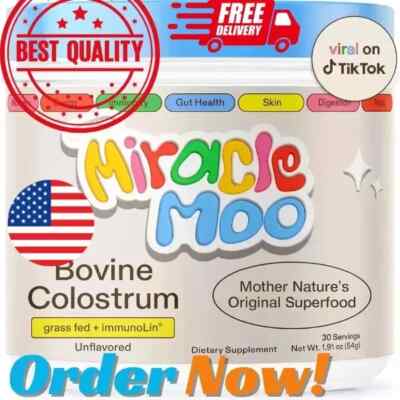 Miracle Moo Mother Natures Bovine Colostrum grassfed+ immunolin Supplement 30SV