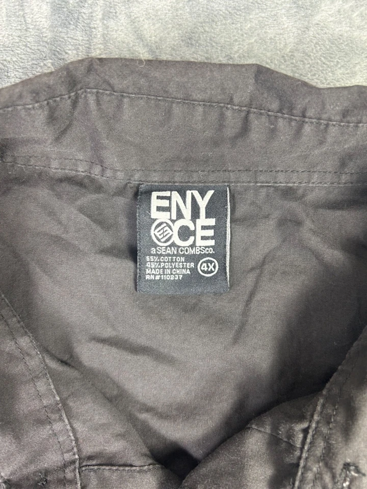Camisa Enyce Para Hombre 4X Abotonada Negra Acento Camuflaje Manga Corta Grande y Alta Foto 3 de 4