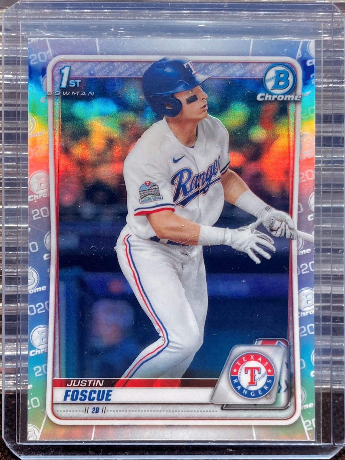 2020 1st Bowman Chrome Draft Justin Foscue REFRACTOR Texas Rangers