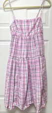J Crew Re-imagined AY870 Dress Tie Back Sundress  Pink Plaid Size 0