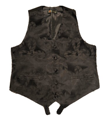 DORMEUIL Black Moire Silk Rope Print Buttoned Men s Vest