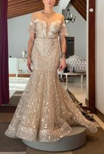 Wedding Dress Champagne mermaid with train and delicate beading Size 6