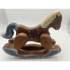 Miniature hand-painted wooden rocking horse country decor 100 wood cute 