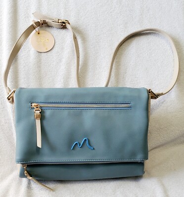 MATMAZEL ''Katerina'' Two Compartment- Crossbody Purse- Handbag- Blue & Cream