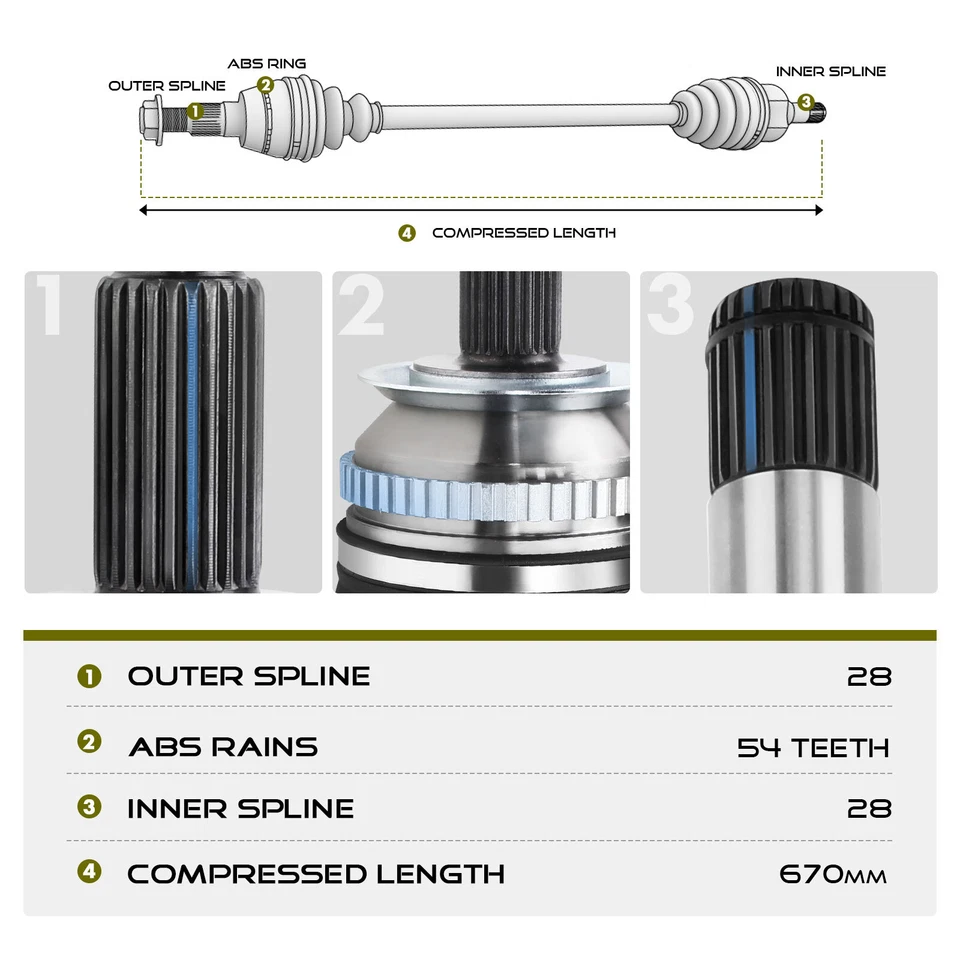 Conjunto de eje CV para Kia Sedona 2002 2003 2004 2005 3,5 L tracción delantera lado del conductor Foto 2 de 4