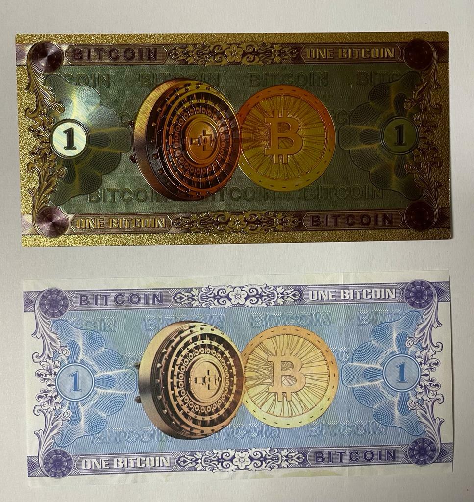 1 Bitcoin - 2 Banknotes (Golden Polymer and Paper) | eBay