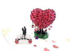 3D Pop Up Greeting Card Heart Flower Floral C...