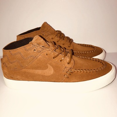 nike sb janoski mid rm crafted tan & white skate shoes