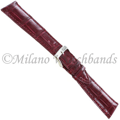 20mm Morellato Bordeaux Glossy Genuine Alligator Padded Stitched