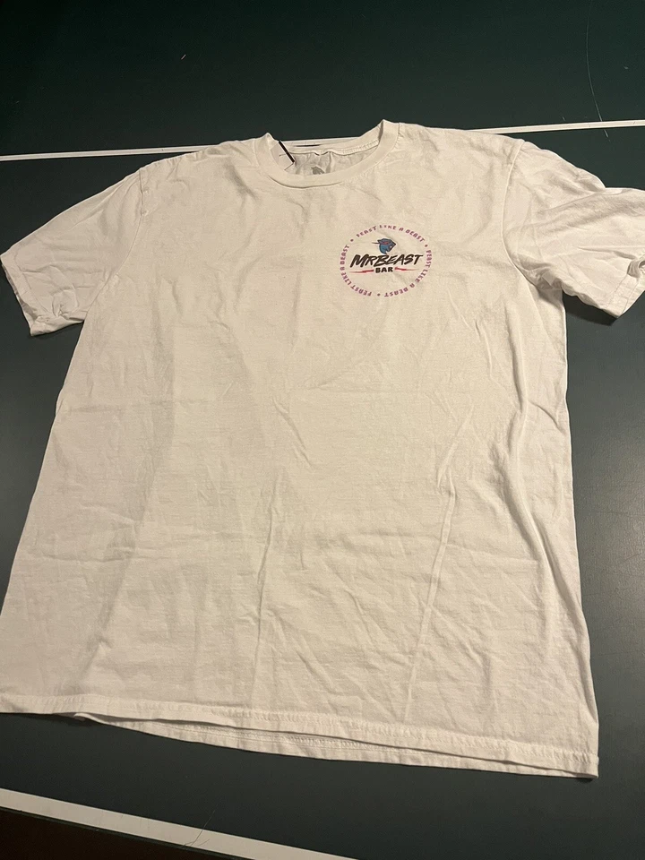 Camiseta blanca gráfica Mr Beast Bar edición limitada para hombre GRANDE fiesta de YouTube Foto 3 de 4