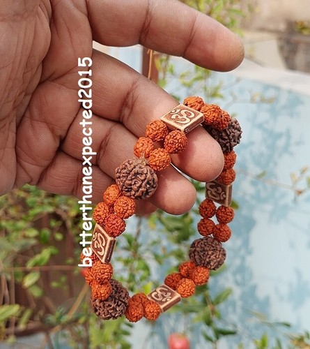 7 Mukhi Rudraksha / Seven Face Rudraksh Aum Bracelet -Nepal -18-20 mm- Certified - Picture 3 of 4