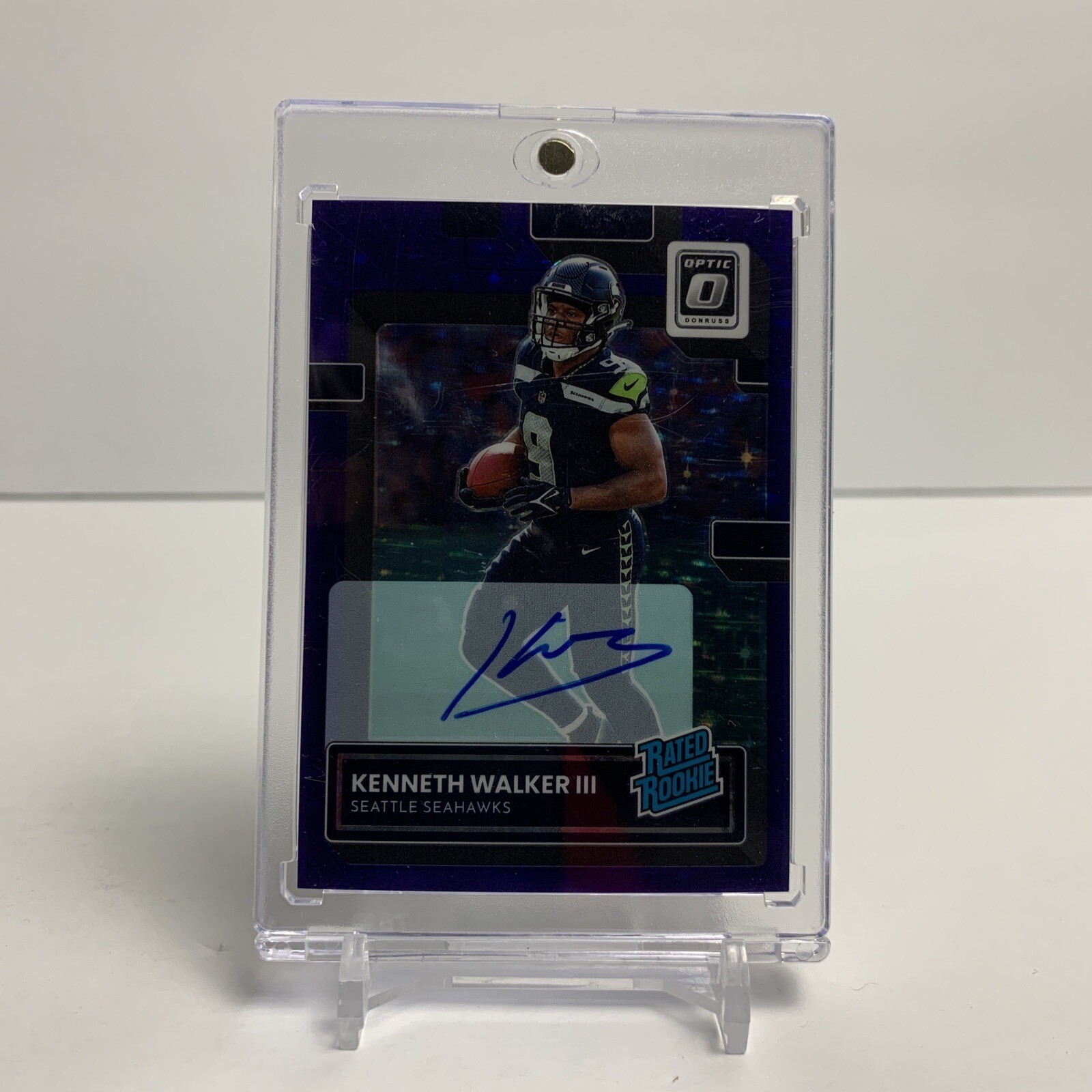 2022 Optic Rated Rookie Auto Purple Stars #218 Kenneth Walker III RC FOTL 14/50