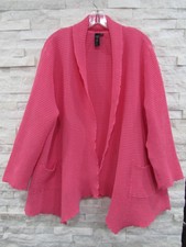 New Focus Bubble Gum Pink Cotton Waffle Flared Artful Lightweight Jacket Coat 1x