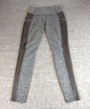 Athleta Leggings Luxe Metro Drifter Herringbone Black Faux Leather Gray Women XS