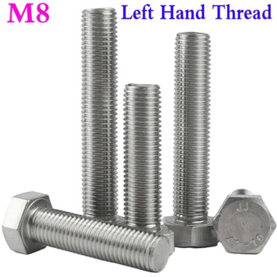 M8 - 1.25 Left Hand Thread Stainless Steel Hex Head Bolts Hex Cap Screws DIN 933