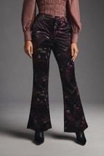 NWT Anthropologie Scotch Soda Velvet Flare Floral Trousers Pant Sz 26 8C464
