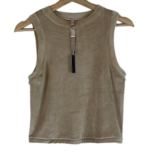 SKIMS Cropped Velour Crew Neck Tank Top Color Honey Size L NWT