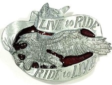 Eagle Live to Ride Ride to Live Bergamot Belt Buckle Motorcycle Vintage 1981