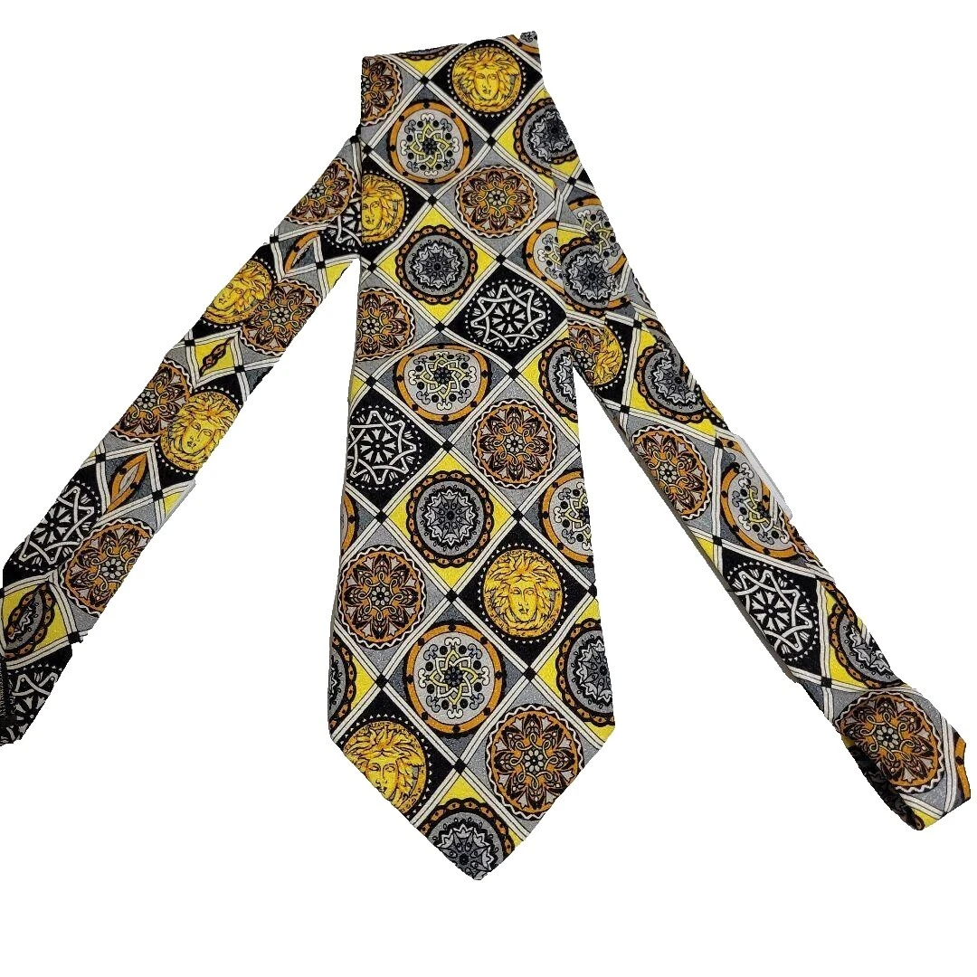 Versace cuadriculados lazos de seda 100% para De hombre