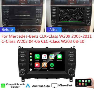 GONFEN Acht-core 4 GB 64 GB Android 13 autoradio voor Mercedes C/CLC-klasse W203 G-klasse W463 met navigatie GPS DAB ondersteunt Wireless CarPlay