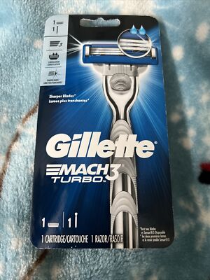 1 Gillette Mach 3 Turbo Metal Razor With 1 Cartridge
