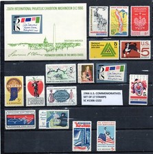 1966 US Commemorative Stamp Year Set Scott #1306&ndash;1322 OG MNH &ndash; 100% Complete