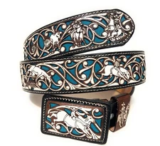 MEN'S WESTERN COWBOY RODEO BELT. CINTO CHARRO LAZER VAQUERO SUERTES CHARRAS
