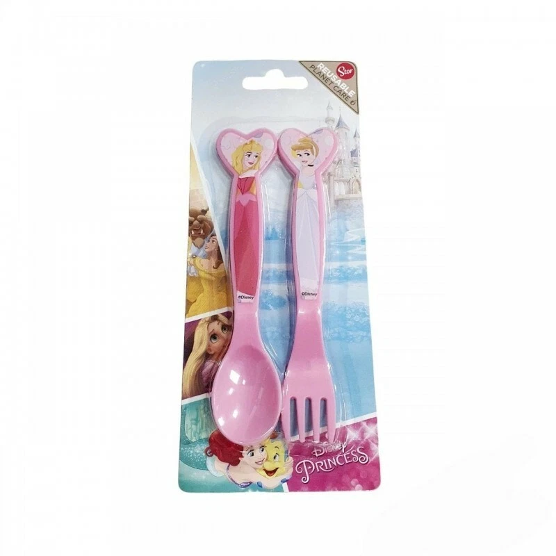 Cubiertos Princesas Disney Set Tenedor Y Cuchara de Plástico Bpa Free - Imagen 2 de 2