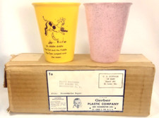 Vintage 1950s Gerber Plastic Co Nursery Rhyme Baby Tumbler Set Of 2 With Box