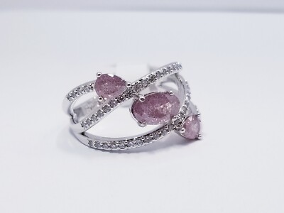 RBP6156 'Timeless Essence' LC Light Plum Ice Crystal Rhodium Plated Ring Sz 8