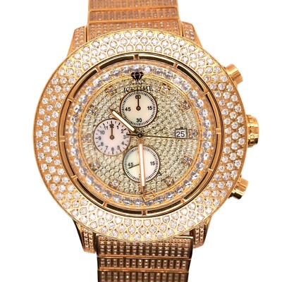 IceTime Crown II Herren Automatik Stahl Uhr Iced Out 12 Karat Diamanten