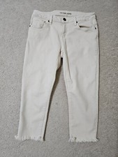 Michael Kors Women s Ivory Stretch Denim Cropped Jeans Raw Hem Sz.2