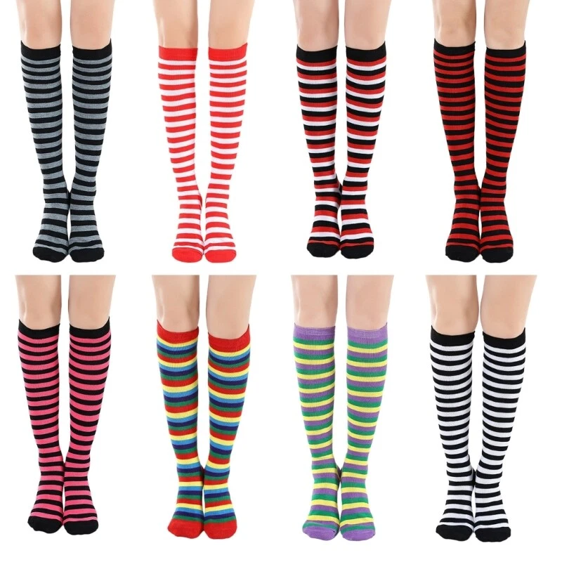 Striped knee cheap high socks