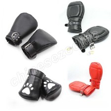Padded Pu leather Gloves Mittens Slave Bandage Puppy Mitts Roleplay