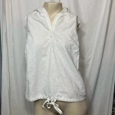 White Stage linen cotton blend white top hood size large
