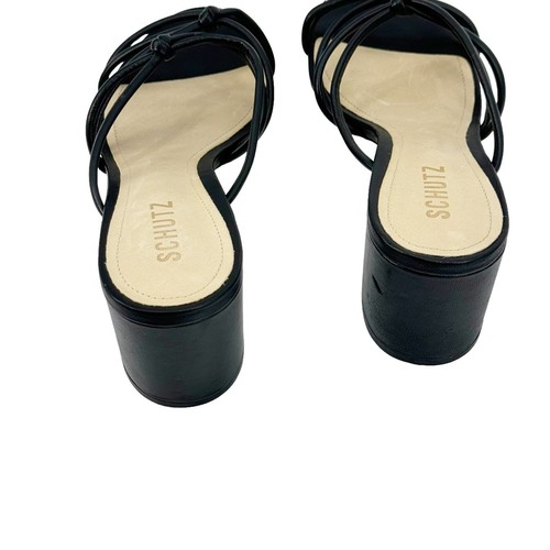 Schutz Princey Leather Sandal Block Slip On Heel Black Size 9.5B NWOB - Picture 5 of 12