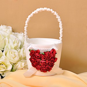 red flower girl basket